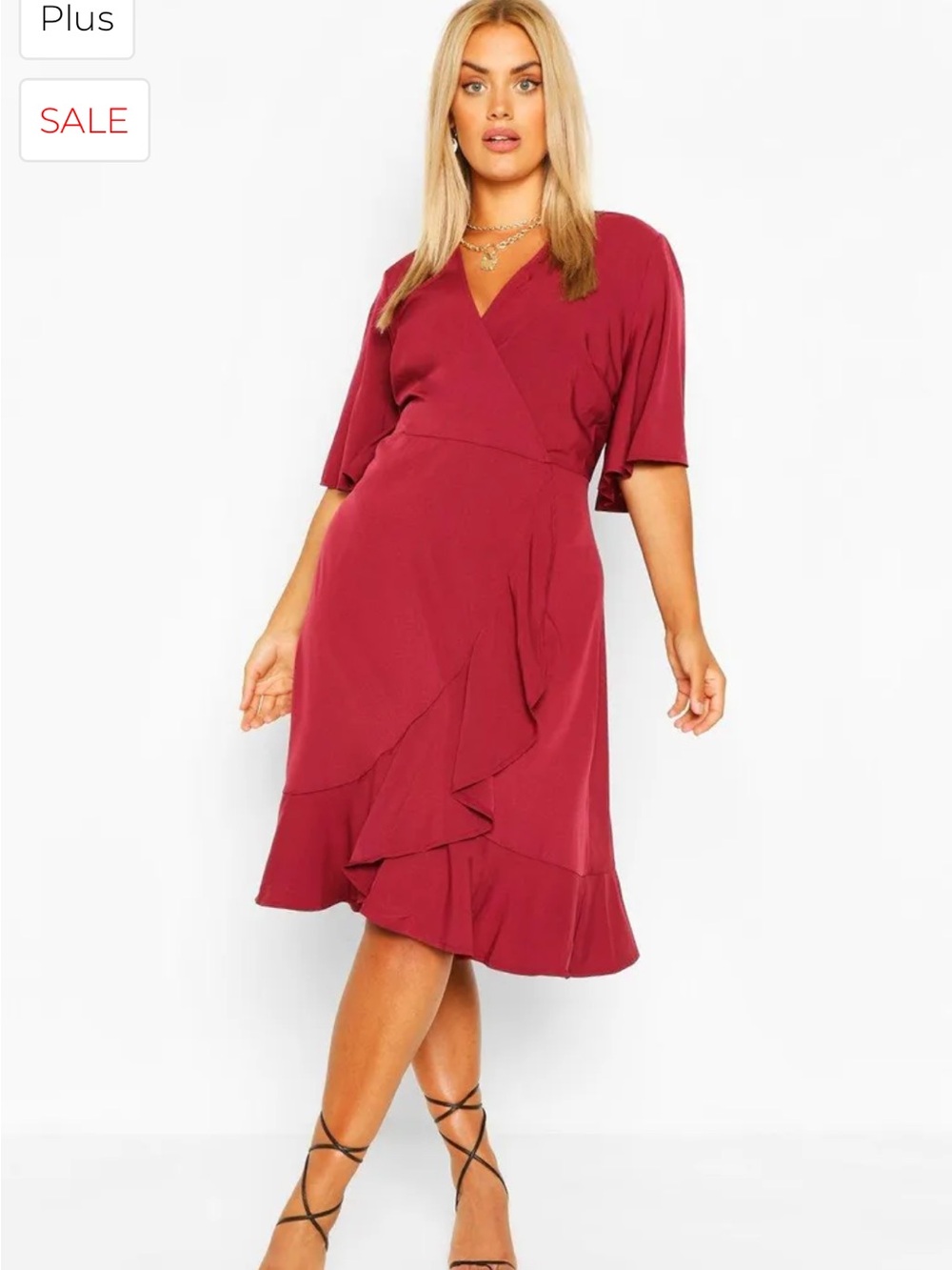 Boohoo Woven Ruffle Wrap Dress